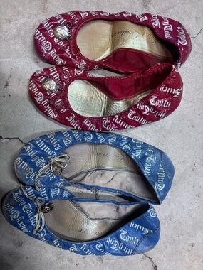 Juicy Couture Logo Ballet Flats - Red and Blue very vintage!!